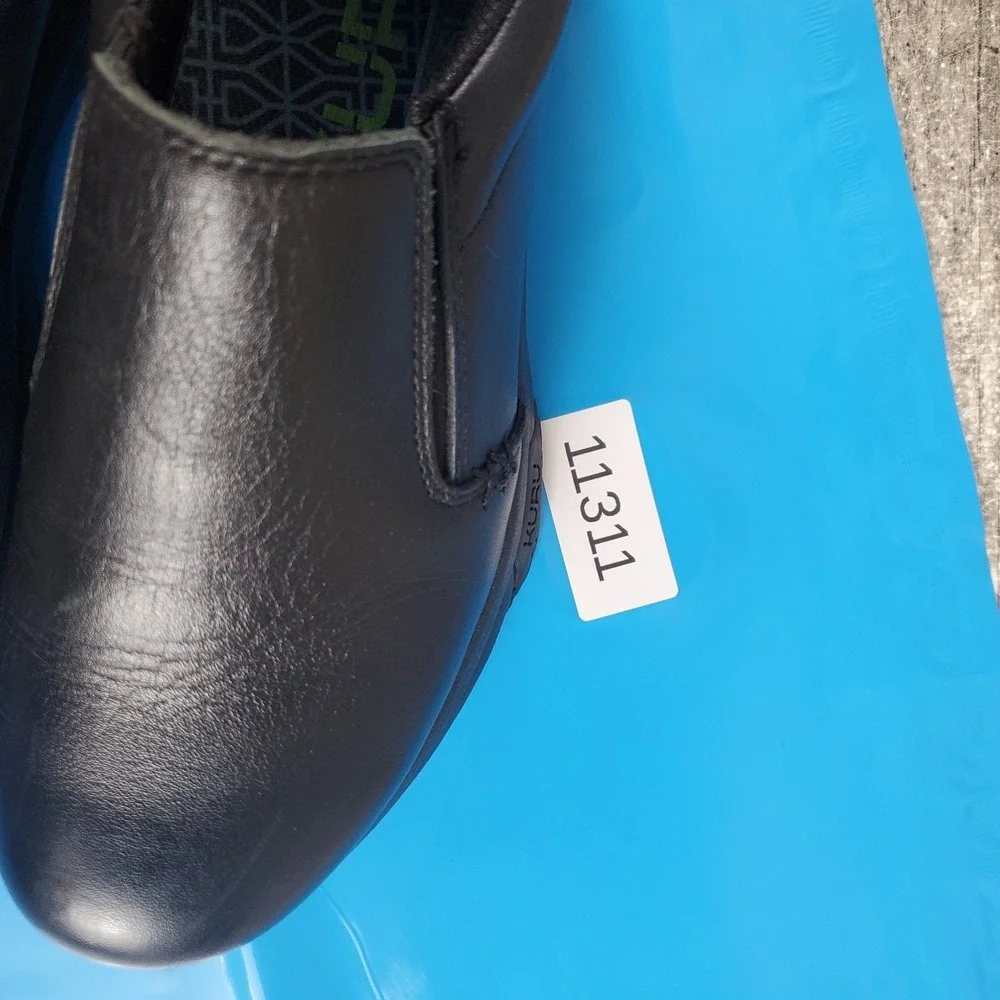 KURU KIVI 2 Womens Work Shoes Sz 7.5 W Jet Black Leather Slip‎ On Round Toe